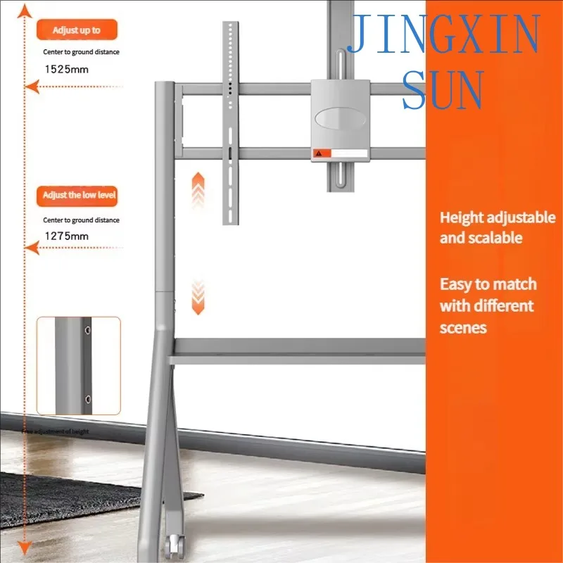 Light Emitting Diode TV Stand Floor Electric Standing Stand Trolley Stand TV Mounting Rack Trolley with Wheels