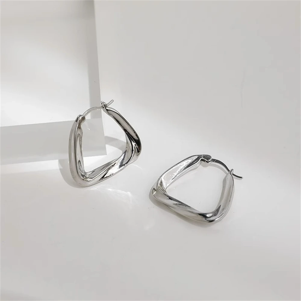 Stainless Steel Gold Color Geometric Design Twisted Square Hoop Earrings For Women Creative Young Girls Party Wedding Jewelry image 2