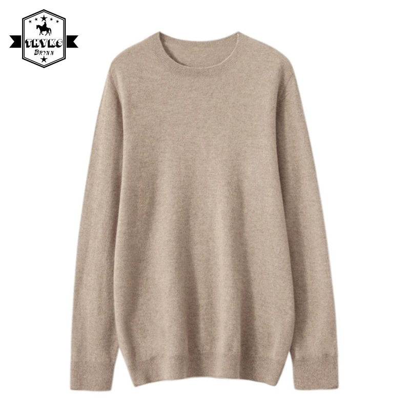 

100% Wool Knitted Pullover Mens Soft Warm Simple Classics Long Sleeve Sweater Male Solid O-Neck Business Knitted Bottom Sweater