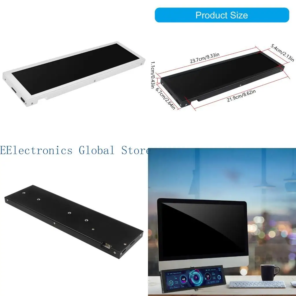 462B Aluminum Frame Screen 8.8Inch IPS Computer Status Display Sub-Screen 480x1920 Wide Viewing Angle USB Connection