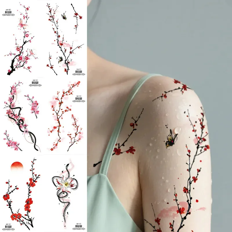 

6Sheets Latest Realistic Colorful Temporary Tattoos Body Art Flower Shoulder Neck Hands Arm Temporary Tattoos for Women Girls