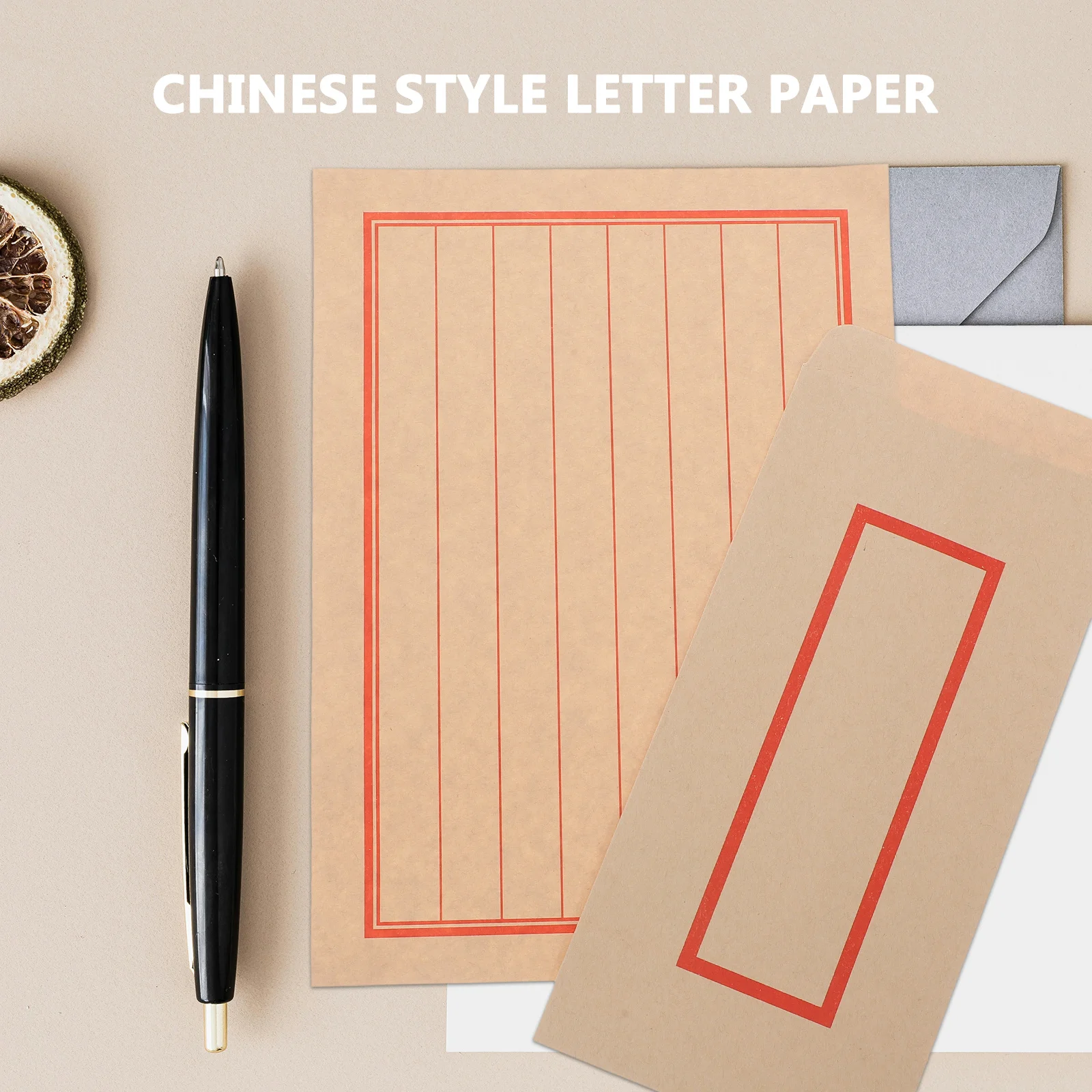 

44Pcs Retro Chinese Calligraphy Xuan Paper Envelopes Self Adhesive Business Size Decorative Stationery Writing Letters