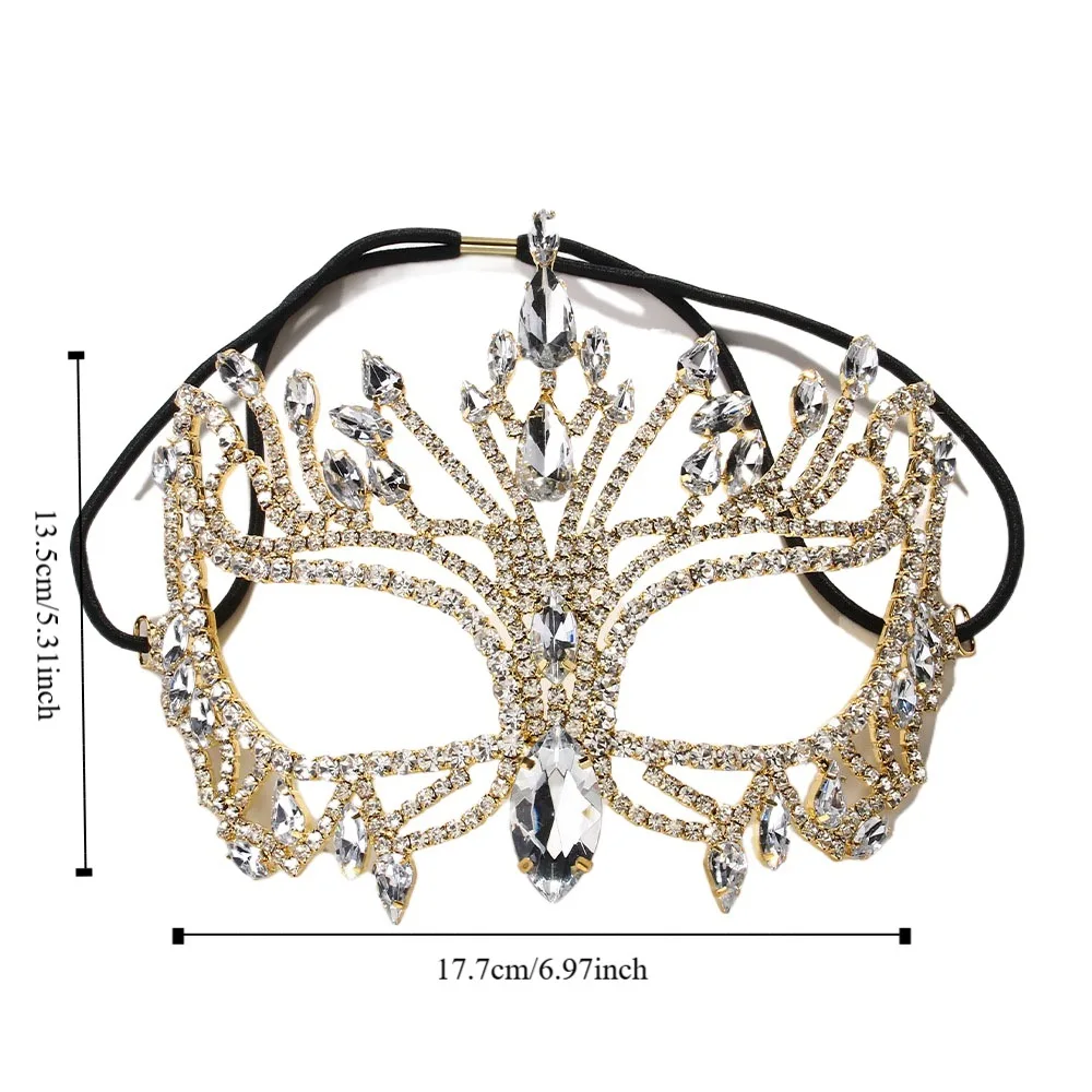 베일 라인 석 마스크 전체 얼굴 술 가장 무도회 마스크 카니발 의상 소품 얼굴 체인 얼굴 보석 액세서리 파티