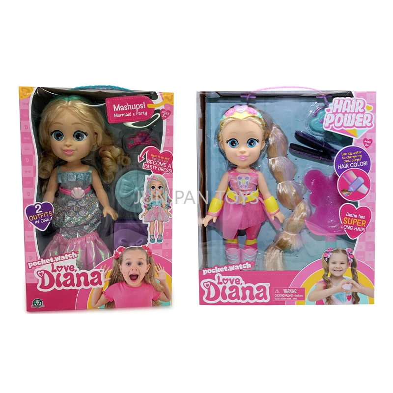 Pocket Watch Love Diana Hair Power Mashups Two Outfits in One Cute Fashion Doll Action Figure Collectible Children's Toys Gifts