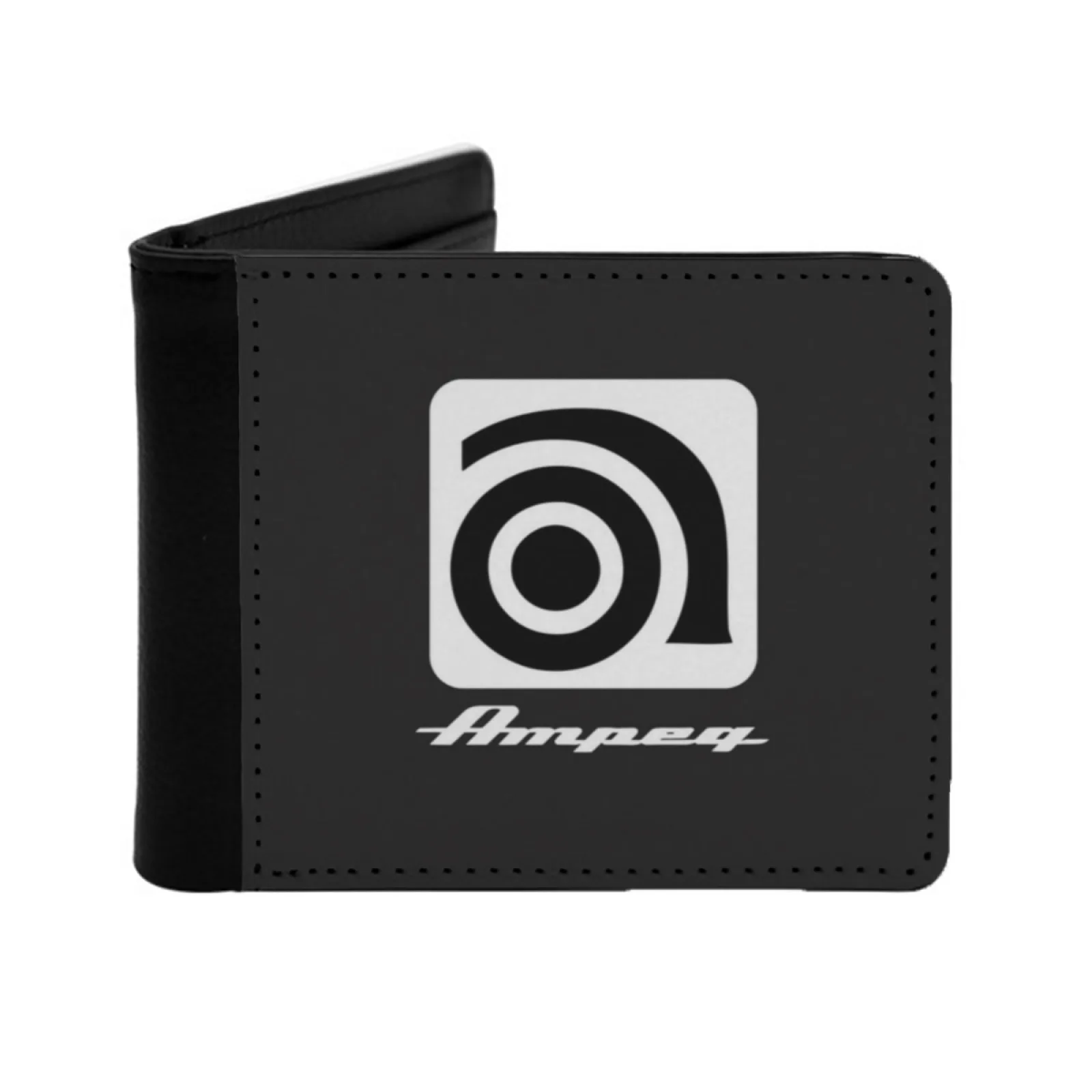 Ampeg كلاسيكي تي شيرت جلد الرجال محافظ حامل بطاقة الائتمان محفظة سوداء Ampeg شخصية طباعة خمر متعددة الوظائف