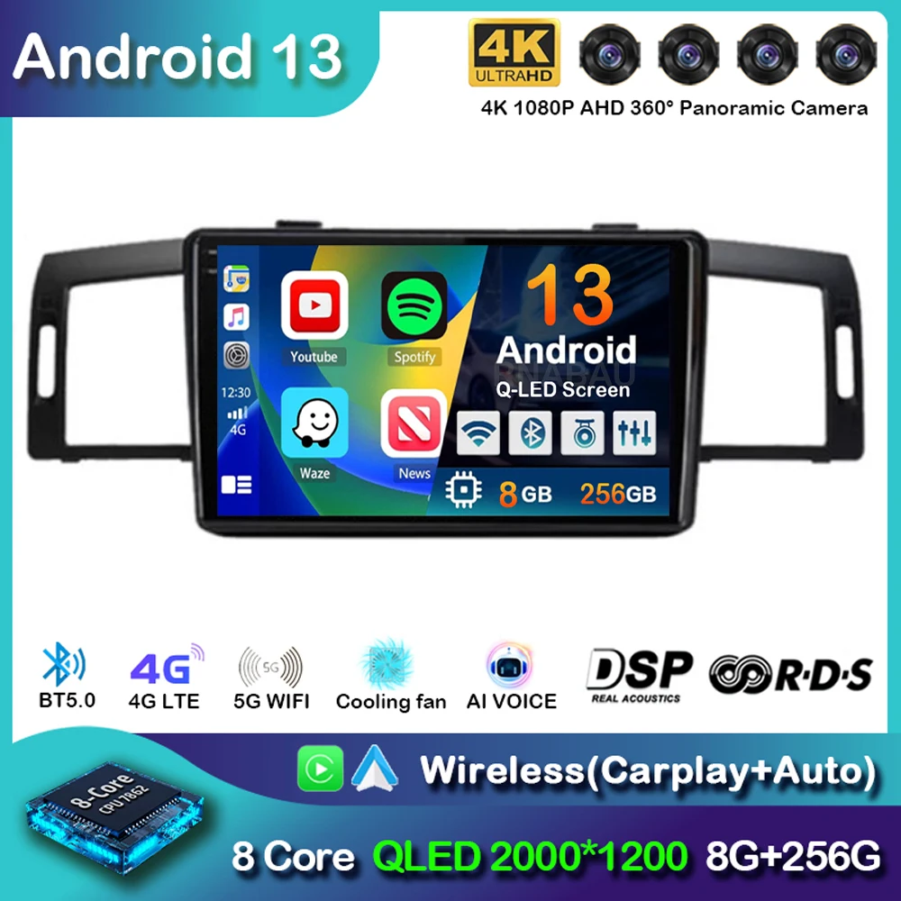 Android 13 Carplay Auto For Infiniti M35 2003-2010 Nissan Fuga 2005-2010 Multimedia Video Player Navigation GPS Stereo WIFI+4G