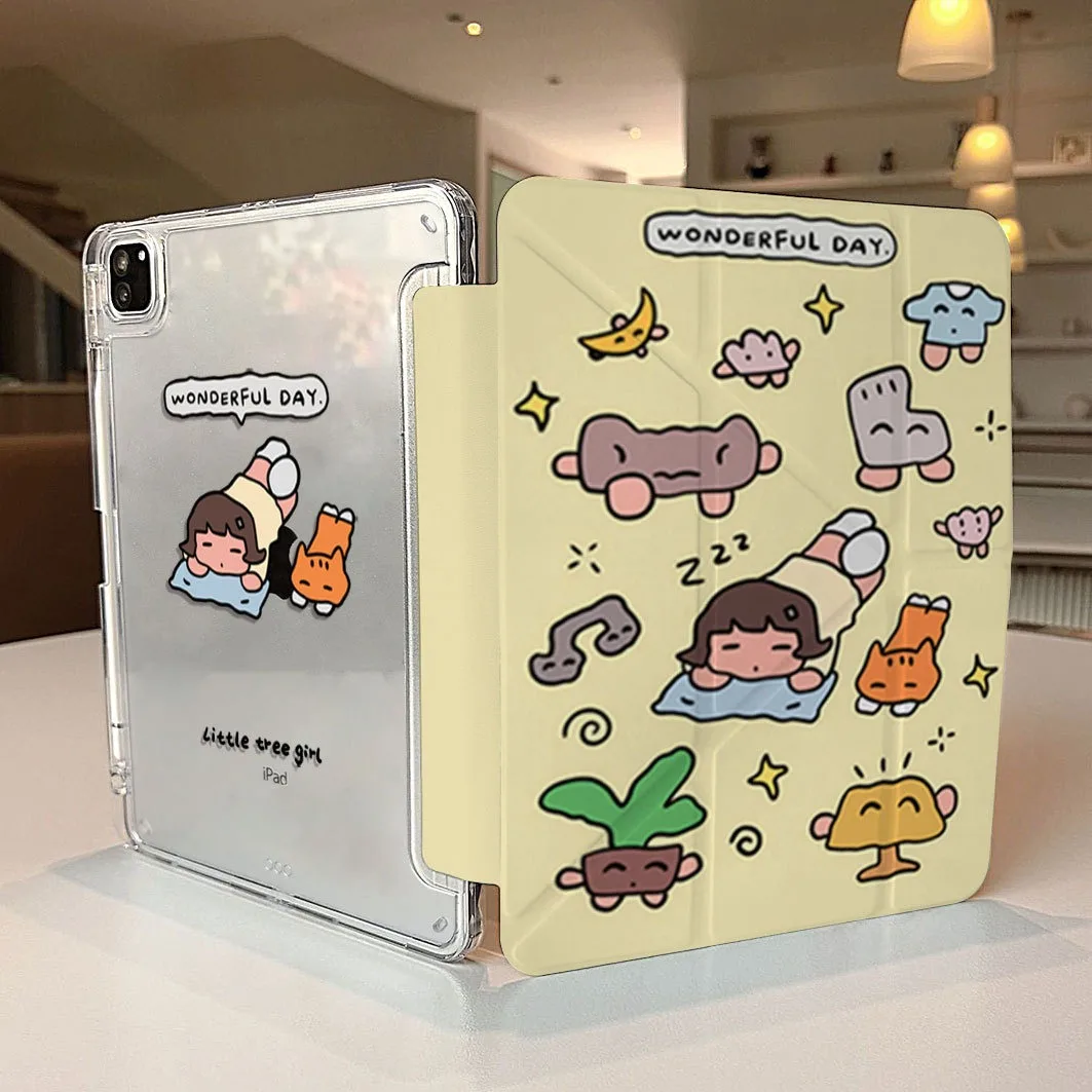 

Cartoon Pen Slot Tablet Case For Mini 7 6 iPad 11 10 6 5 Pro 2025 2024 2022 2021 2020 2018 Air 2025 2024 5 4 3 Cover
