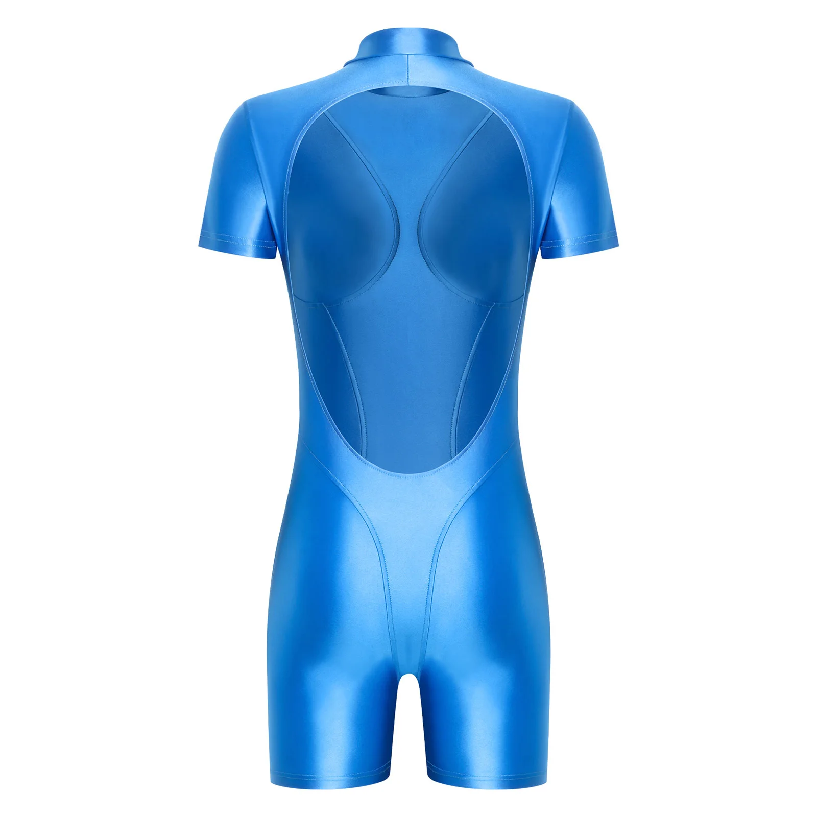 

Женский глянцевый облегающий комбинезон с коротким рукавом: боди, купальник, гидрокостюм, рашгард для серфинга, тренировок в зале, спорта, плавания