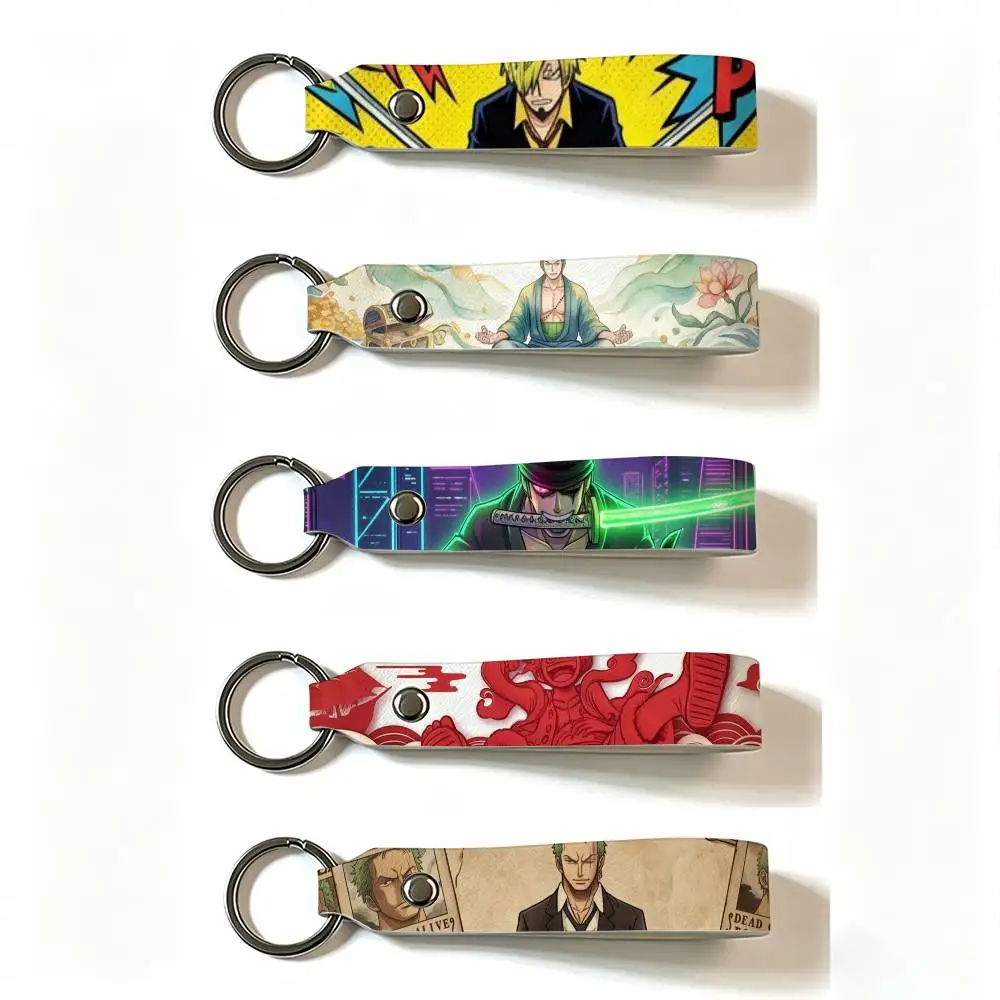 

MOTORCYCLE ANIME ONE PIECE LUFFY PU Leather Keychain Minimalist Key Holder Durable Key Organizer Car Keys Bag Accessories