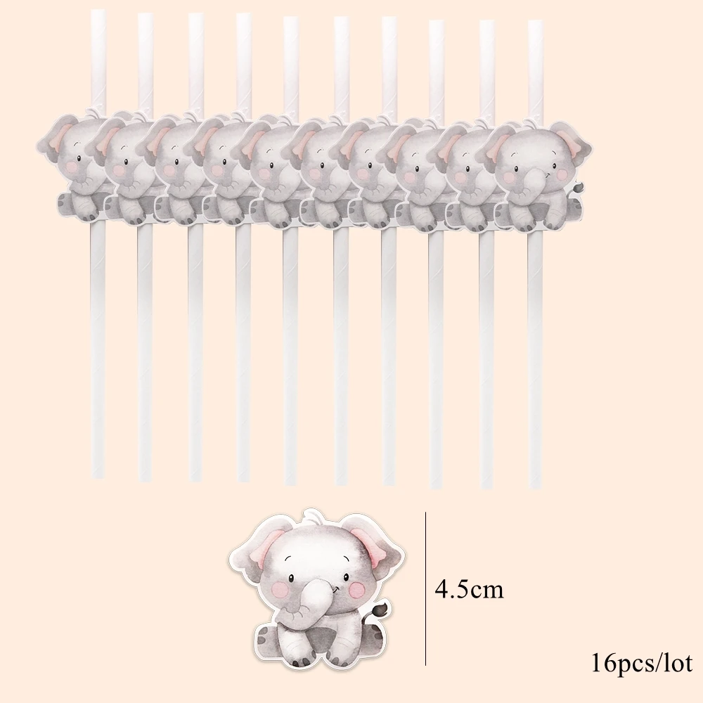 16 Stuks Karton Wild Dier Rietjes Eco Papier Rietjes Voor Kinderen Baby Douche Jungle Safari Gelukkige Verjaardag Feestdecoraties