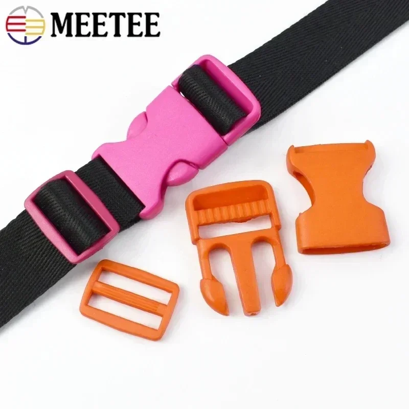 5/10/20Sets Plastic Release Closure Buckle For Strap Backpack Belt Ring Clasp Webbing Tri-Glide Slider Hooks Sewing Accessories