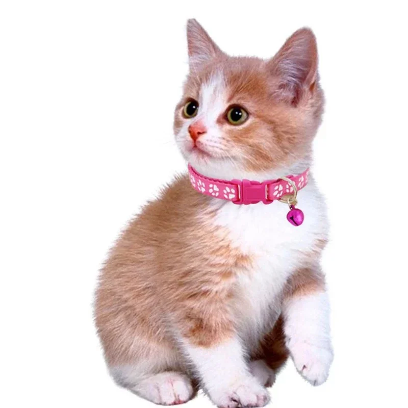 1PC Pet Cat Dog Collar Color Pattern Cute Bell Adjustable Collar 1.0CMide Retractable 17CM -26CM