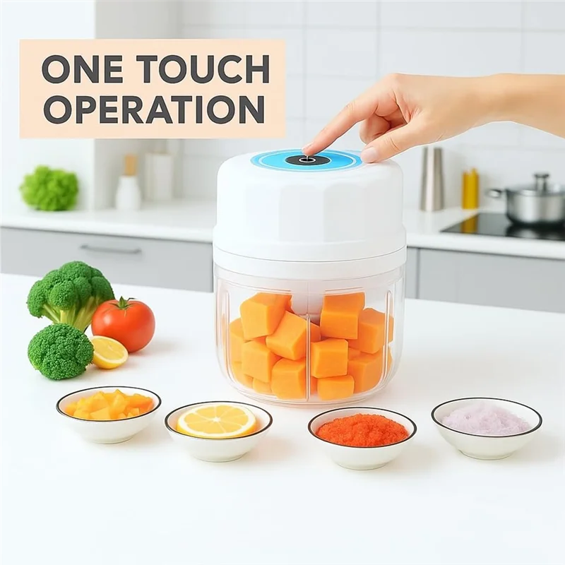 เครื่องบดสับกระเทียมไฟฟ้าขนาดเล็ก FZFZ, เครื่องเตรียมอาหารแบบพกพา, เครื่องบดผักและหอมใหญ่, เครื่องบดเนื้อพร้อมช่องเสียบ USB สำหรับชาร์จ