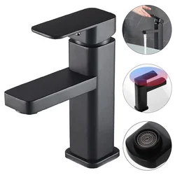 Black Plated Square Stainless Steel Bathroom Basin Faucet Square Vanity Sink Mixer Hot & Cold Lavotory Tap