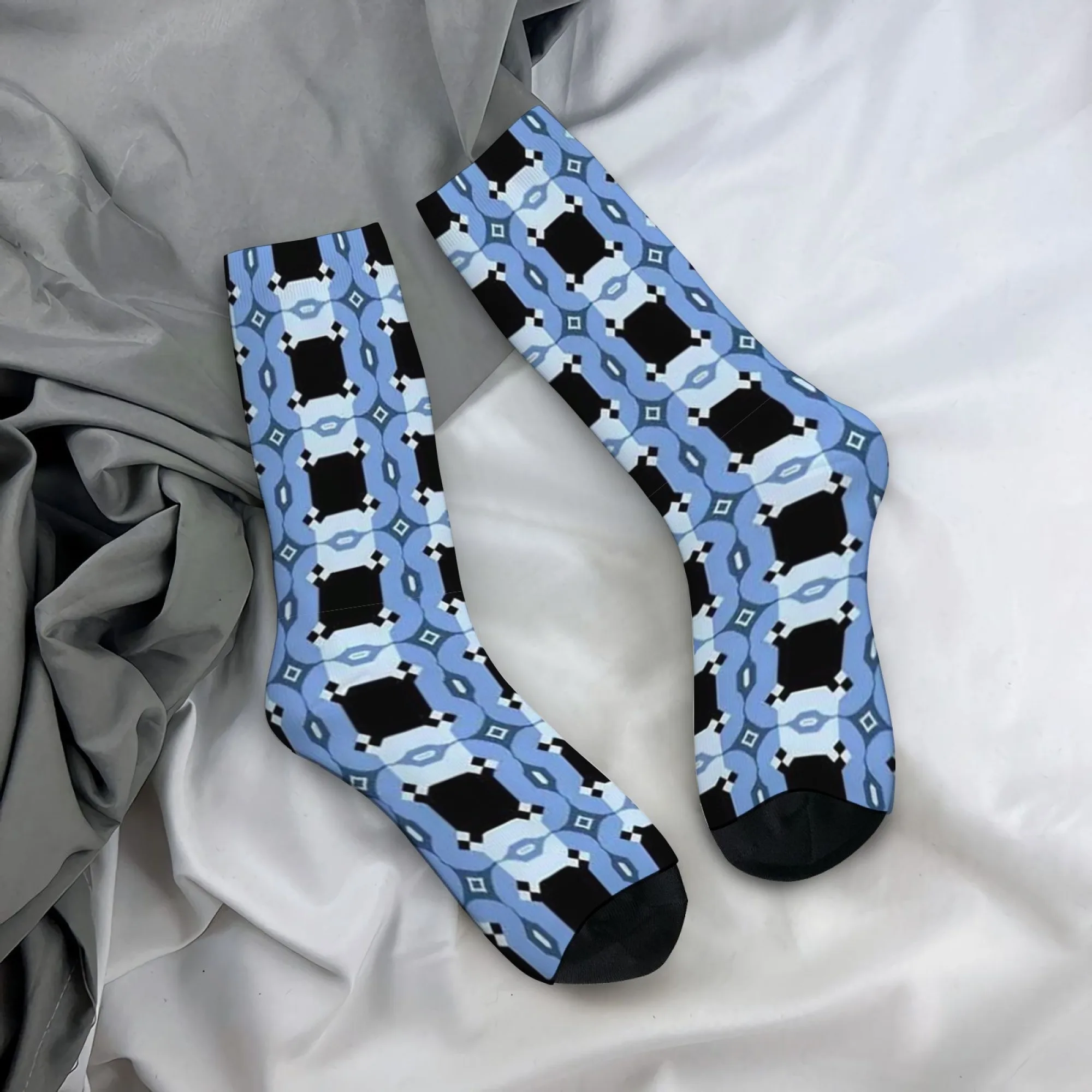 Patchwork Optical Illusion Durable Lightweight Smooth Men's Socks Travel Leisure Hiking Punk Harajuku Fashion Edgy Graphic Socks