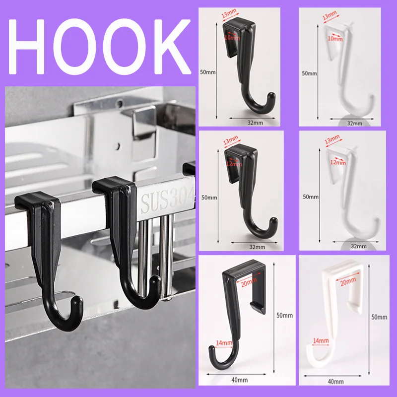 

10PCS Square frame plastic hooks black and white storage rack hooks Z-shaped hooks