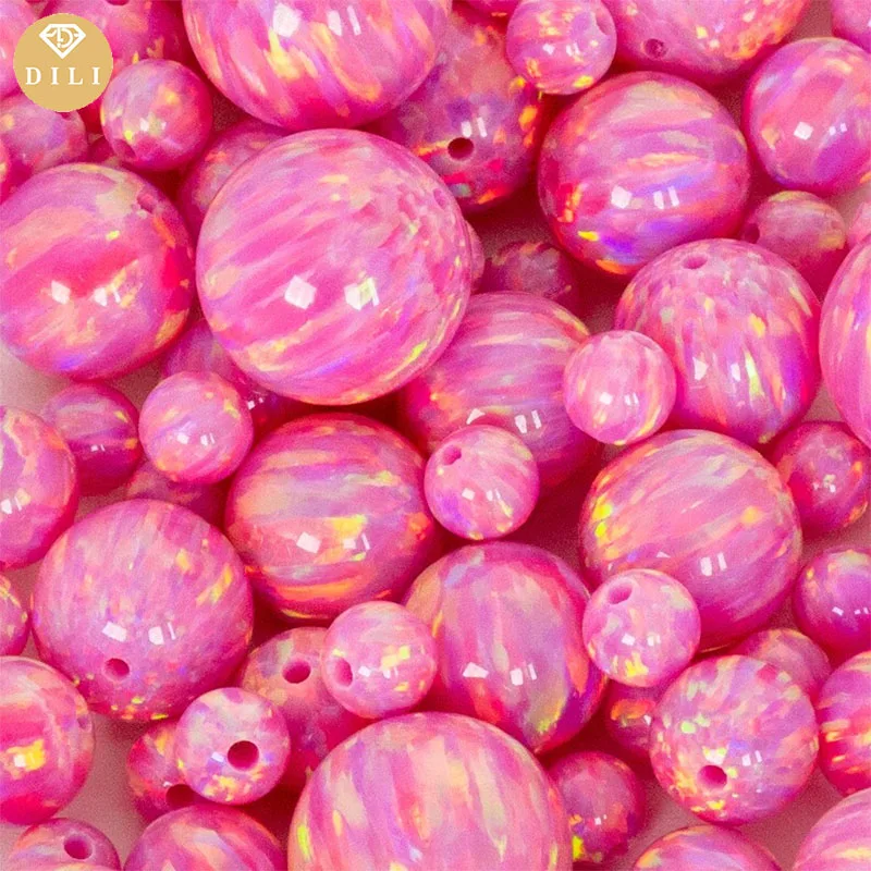 

50pcs/Lot OP22 Pink Free Shipping Hot Sale 2mm-10mm Sphere Lab Created Drilled Full Hole Opal Loose Beads For Strand Bracelet