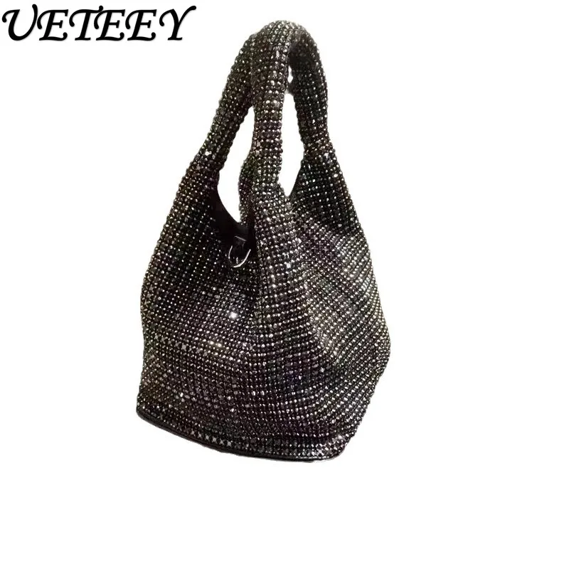 Fashion Full Diamond Women's Makeup Bags New Shiny Bucket Bags Chain Shoulder Bag Out Shopping All-Match Luxury Handbags