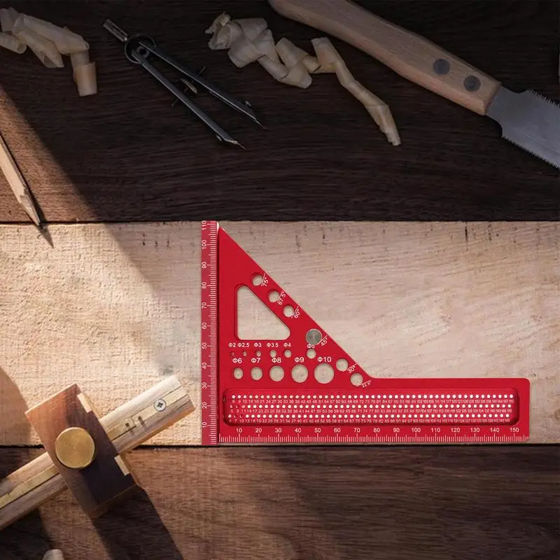 Woodworking Triangle Ruler 3D Triangle Ruler Multi-Angle Aluminum Measuring Ruler Miter Layout Square Protractor High Precision