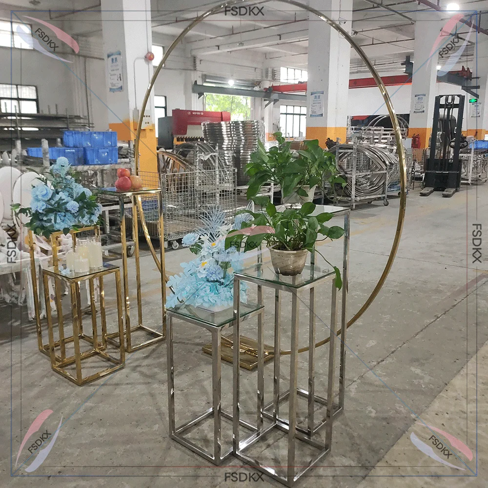 

Hot Recommend Customized Stainless Steel Party Arch Backdrop Wedding Stage Decor Golden Round Ring For Wedding Event