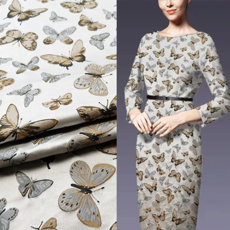 

Embossed Jacquard Brocade Fabric Butterfly Three-dimensional for Dress Trench Coat Suit Cheongsam Hanfu Sewing Per Meter