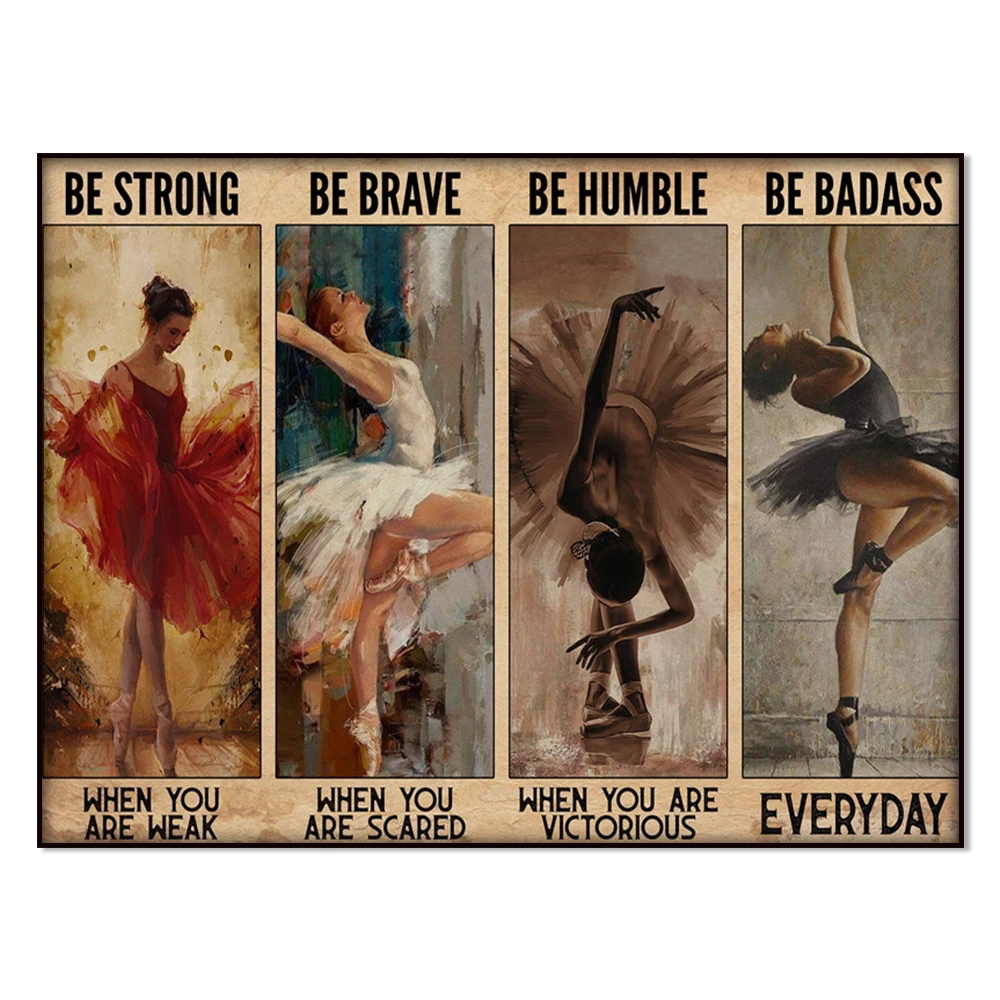 راقصة الباليه تندو راقصة الباليه المشارك تكون قوية عندما تكون ضعيفة الرسم على لوحات القماش الجدارية المشارك ديكور المنزل المعيشة ملصق ريترو #2