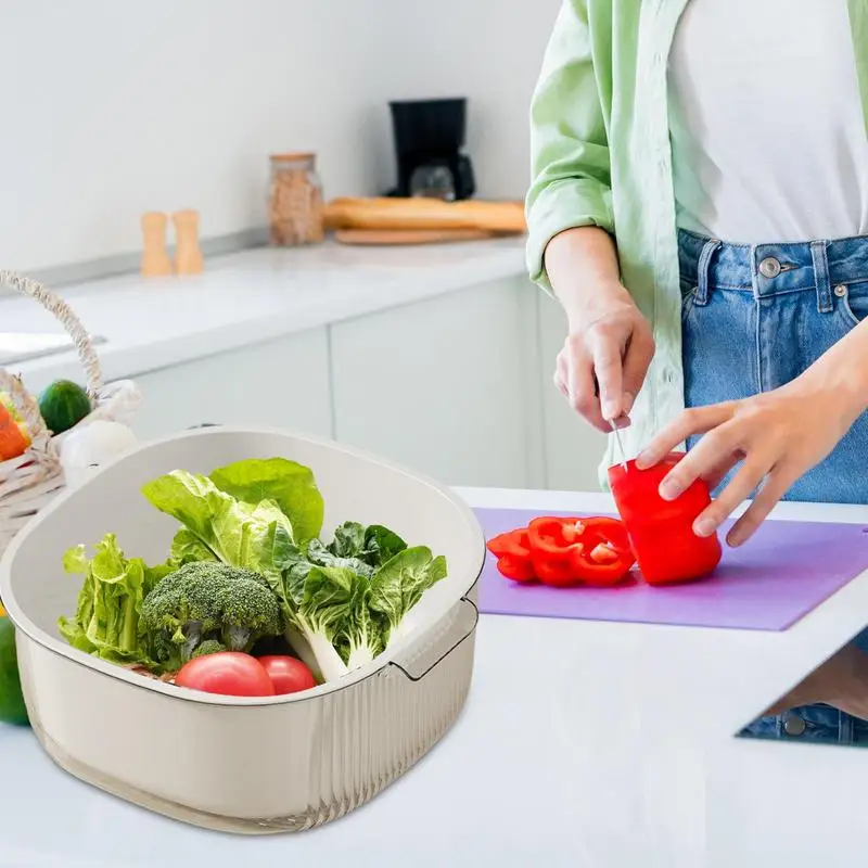 Colander Strainers For Kitchen Multifunctional Washing Bowl And Strainer Double-Layer Drain Basin Fruit Vegetable Washing Basket