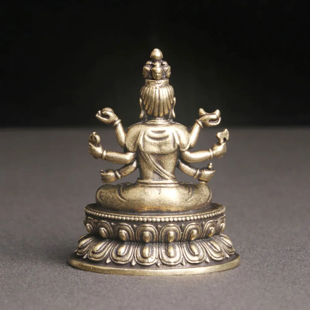 

Brass Guan Buddha Statue Golden Brass Buddha Statue Desktop Decoration For Home Temple Office Exquisite Craft Ornament