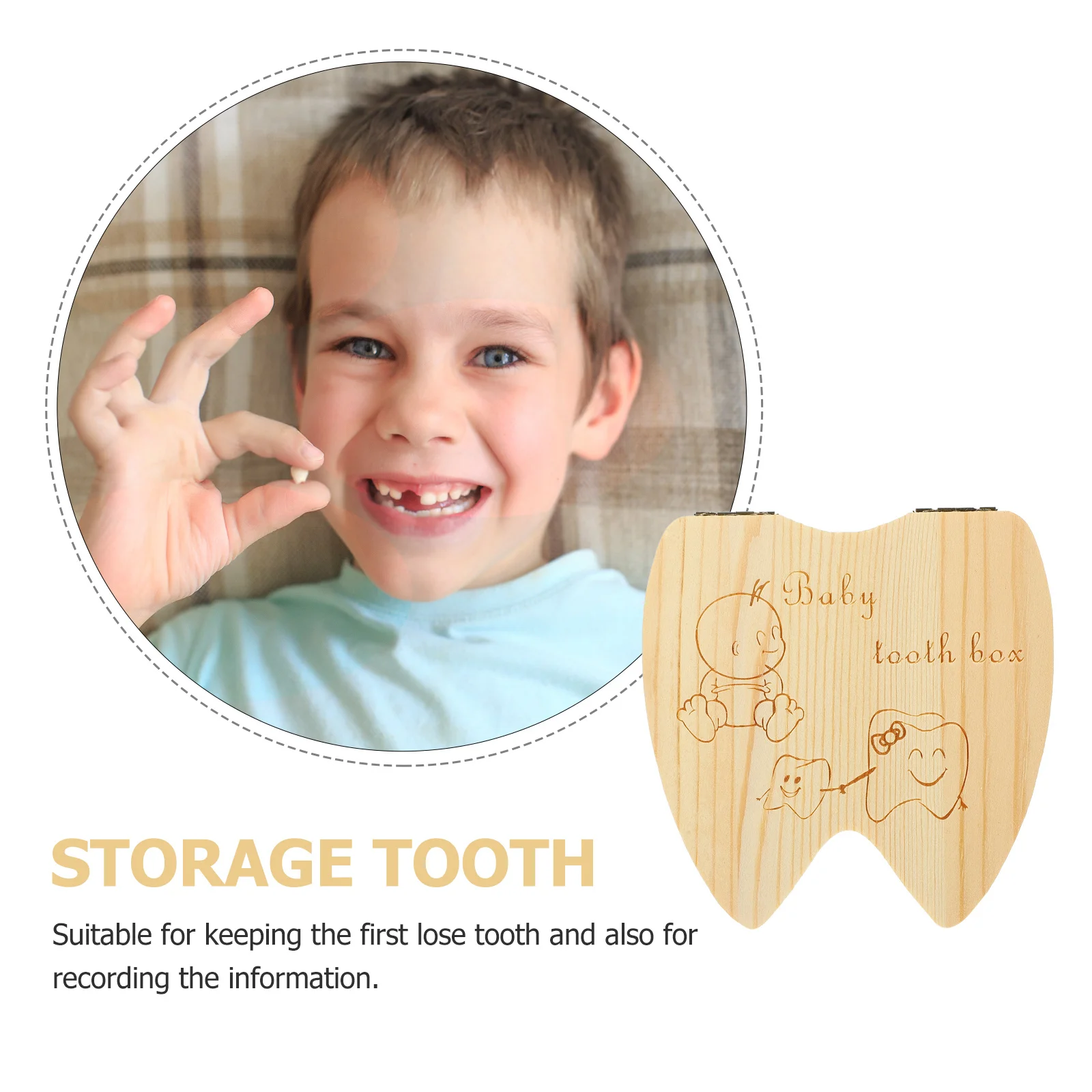 

1 pc Baby Tooth Box Wooden Color Durable Eco-Friendly First Teeth Keepsake Storage For Kids Lightweight Small Deciduous Tooth
