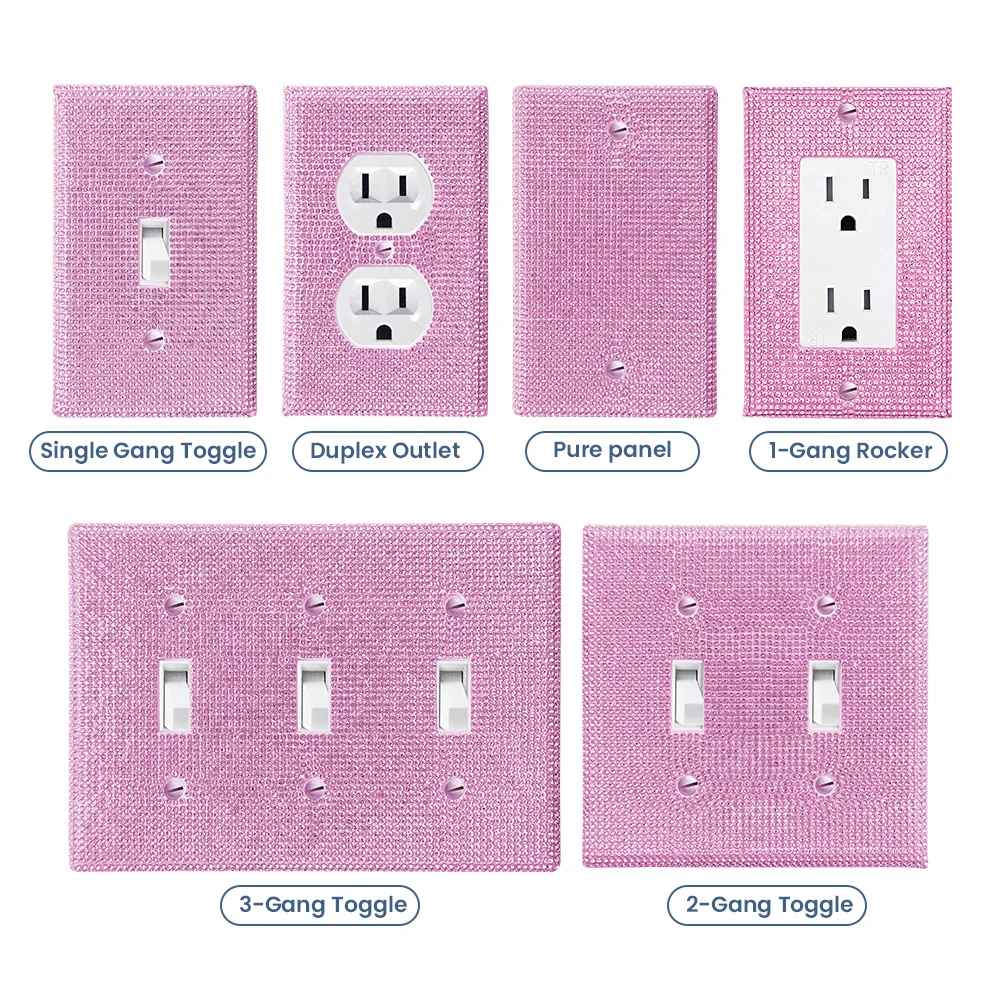 1 wall panel light switch cover, various styles, pink diamond, wall panel light switch socket cover, sturdy and durable