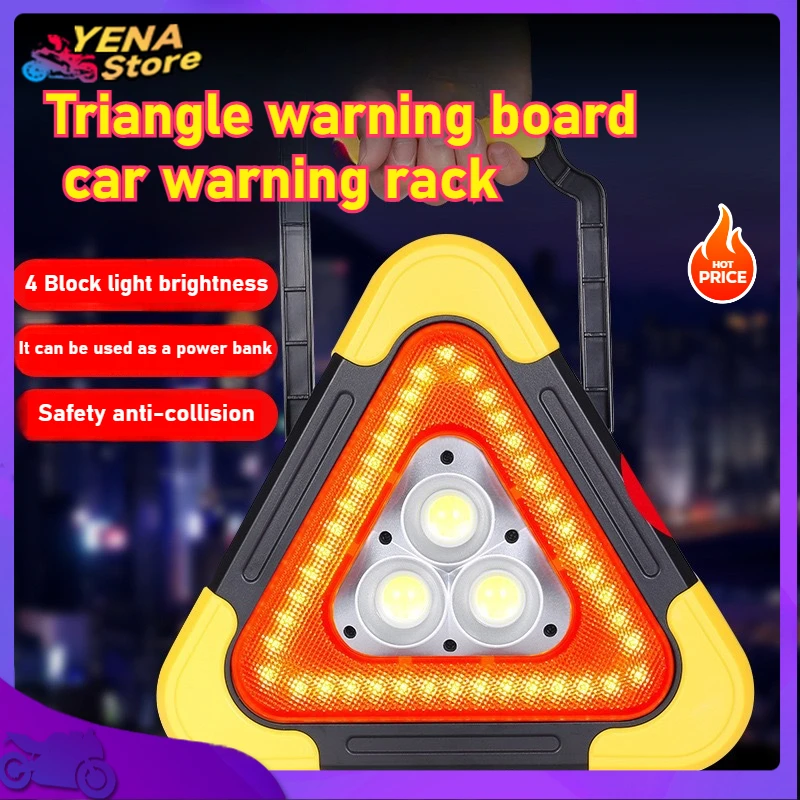 Solar emergency triangle roadside warning light super bright LED work light, suitable for car maintenance,camping,hiking,hunting