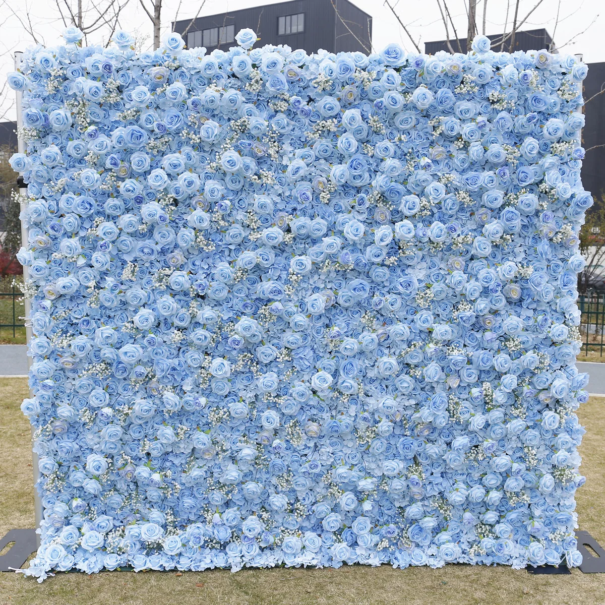 Wedding Blue Baby Breath Rose 5D Artificial Flower Wall Flower Arch Backdrop Floral Event Party Prop Floral Arrangement Decor