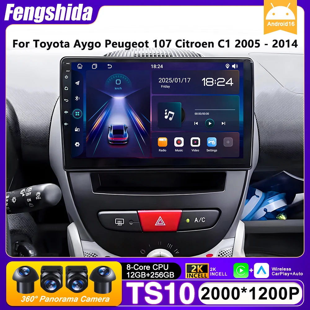 Car Radio Carplay For Toyota Aygo Peugeot 107 Citroen C1 2005-2014 Navigation GPS Android Auto Video WiFi 4G Unit Screen No 2din