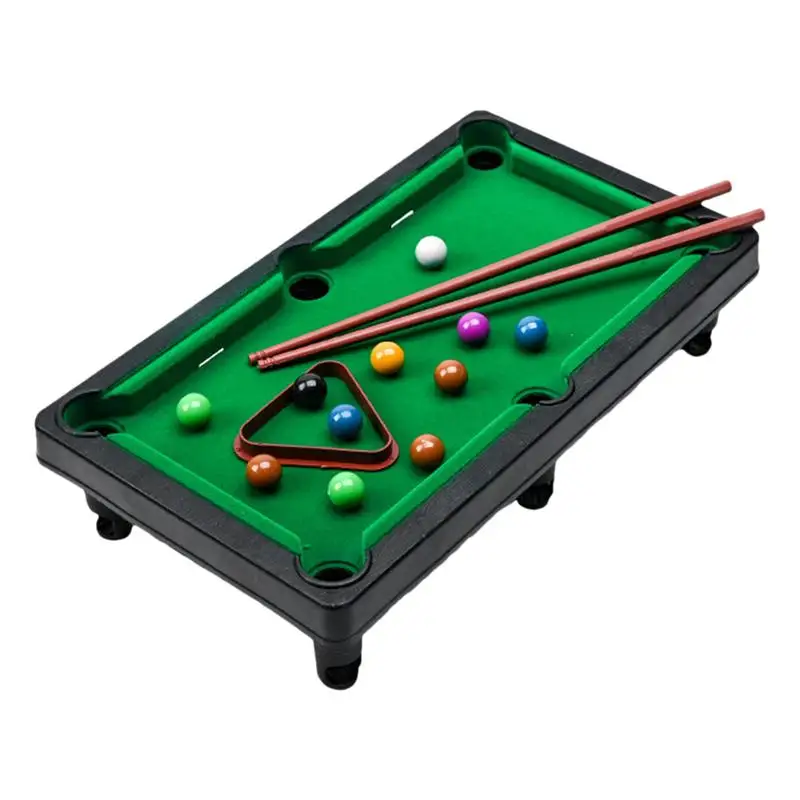 Small Pool Table Tabletop Desktop Billiards Educational Game With 2 Sticks And Balls Home Workplace Desk Stress Relief Games