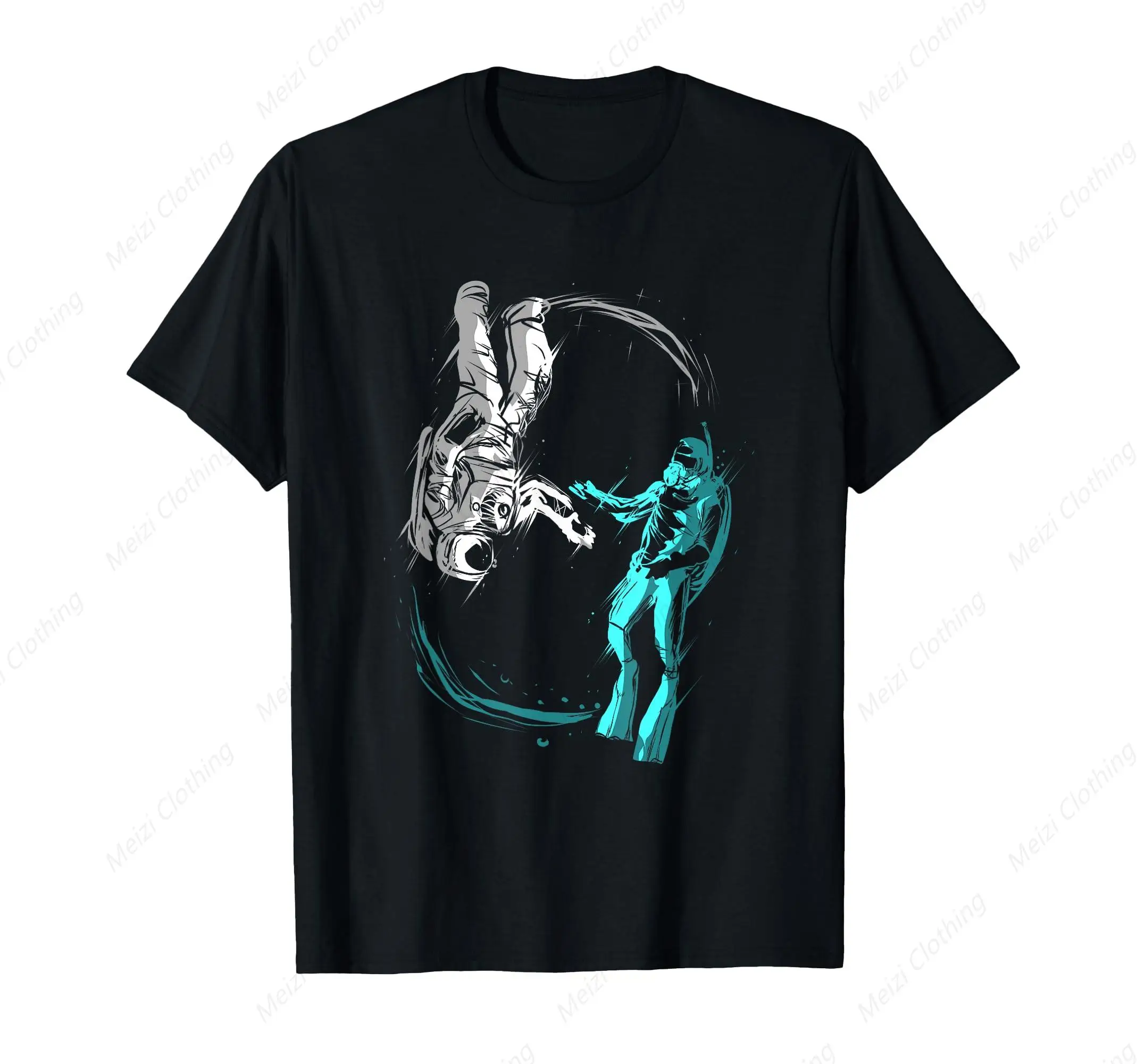 Astronaut Scuba Diver Printed Men's Shirt Underwater Diving Scuba Diving Space T-shirt Cotton Cool Short Sleeve