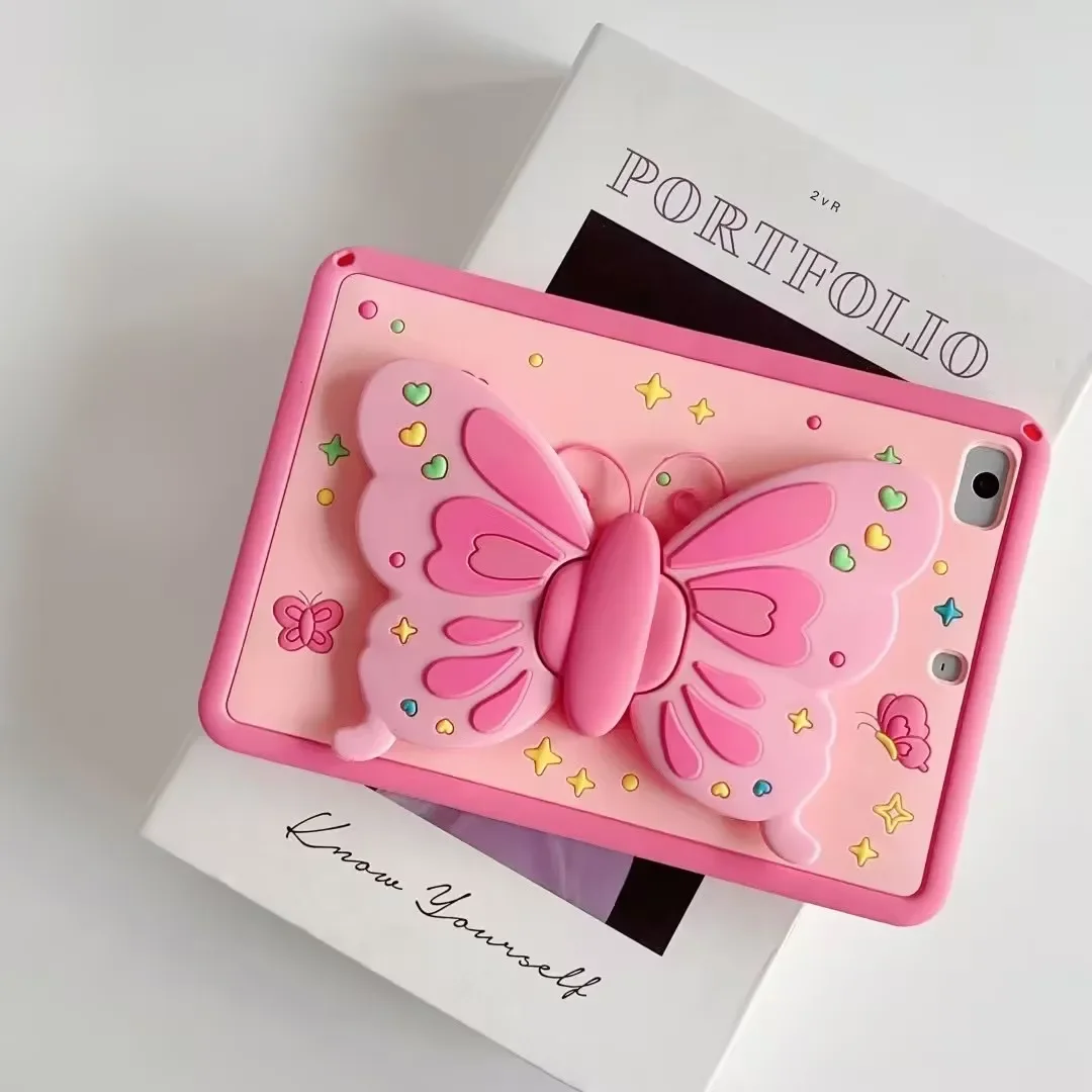 

Kids Case for iPad Pro 11 2th 1th 10.2 8th 7th 9.7 6th 5th Cover for iPad Air 4 3 10.9 mini 7 6 5 4 3 2 1 with Butterfly Stands