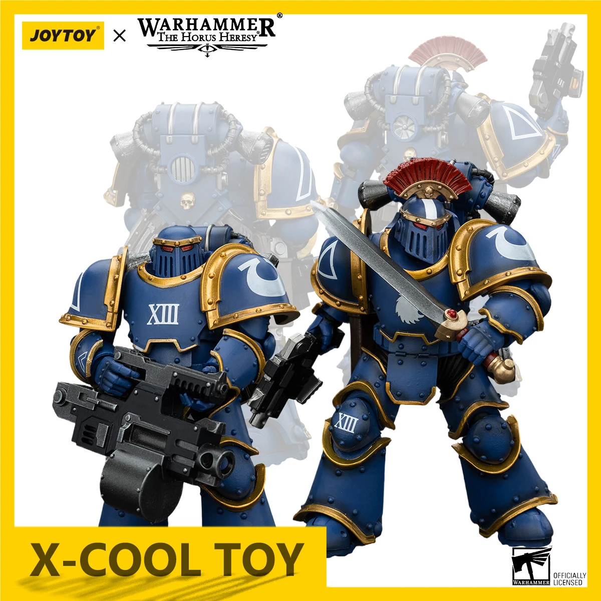 JOYTOY Ultramarines Action Figure Legion MKIII Tactical Squad Sergeant With Power Sword/Heavy Bolter Joint Movable Figure Toys