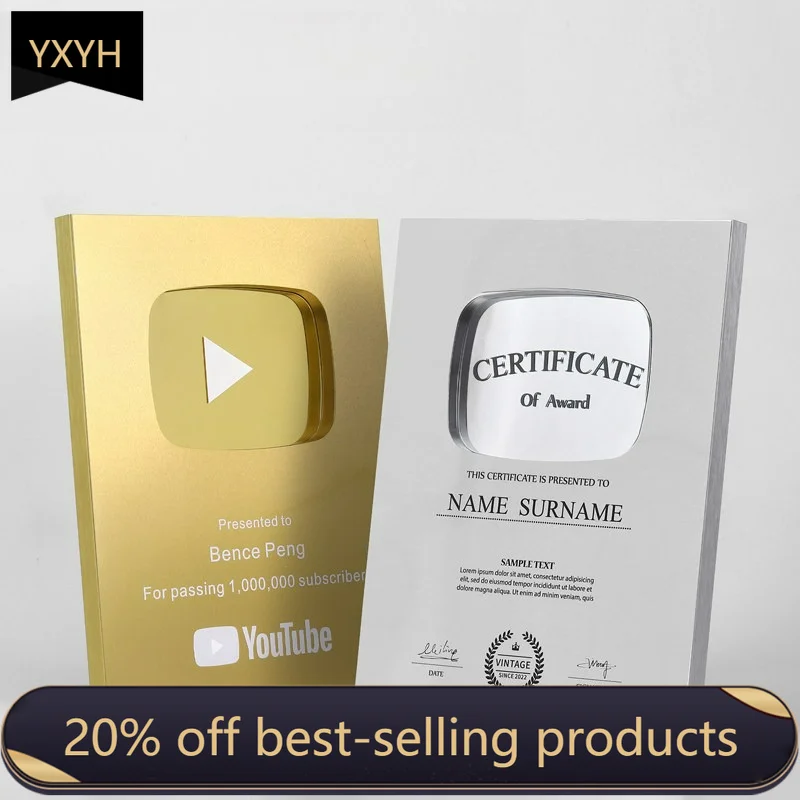 

YouTube Space Aluminum Appreciation Plaque | Premium Custom Medals & Awards | Brand Authorization & Honor Plaque