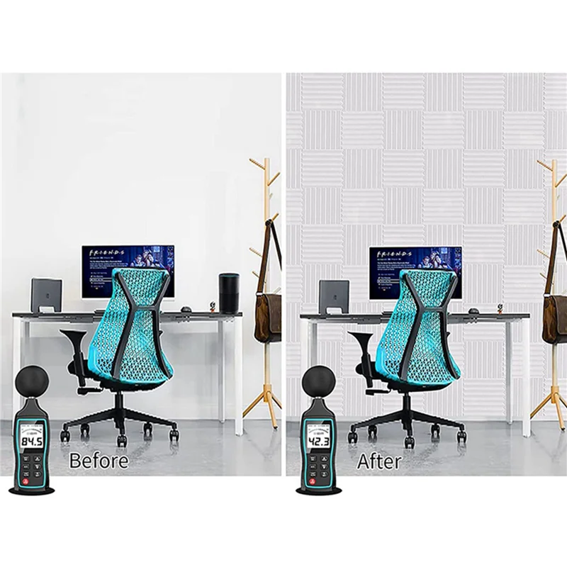 

B93B-60Pcs Acoustic Foam Board,Studio Wedge Tile,Acoustic Foam Soundproof Pyramid Studio Treatment Wall Panel,Etc,2.5X30x30cm