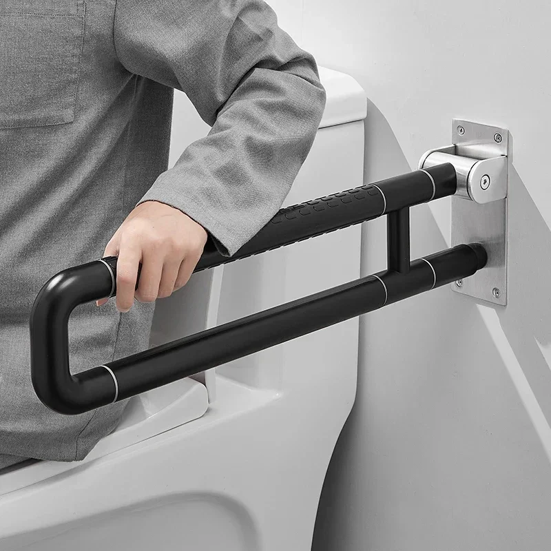 Foldable Stainless Steel Toilet Grab Bar, Safety Support Frame Handrail for Seniors Elderly & Handicap Bathroom Shower