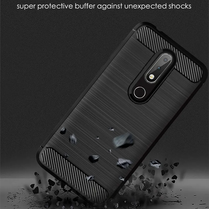 Brushed Case For Nokia 3.1 Plus Luxury Carbon Fiber Phone Back Cover for nokia 3.1plus Matte Silicone TPU Cases Coque Fundas