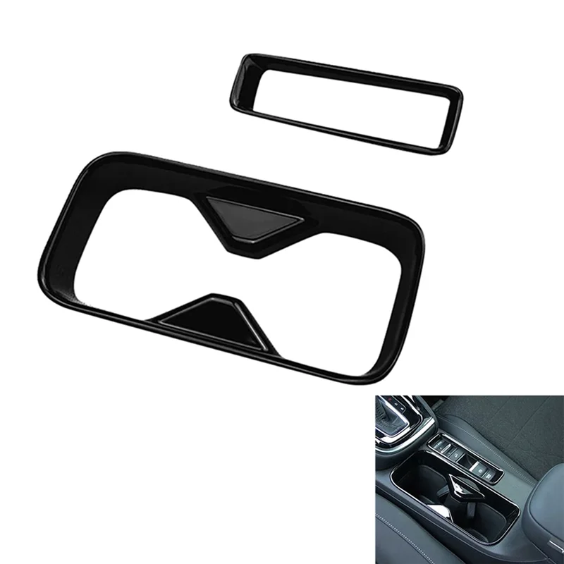 2 pçs console central do carro suporte de copo de água decoração capa guarnição adesivos peças para honda hrv HR-V vezel 2021-2023 preto brilhante