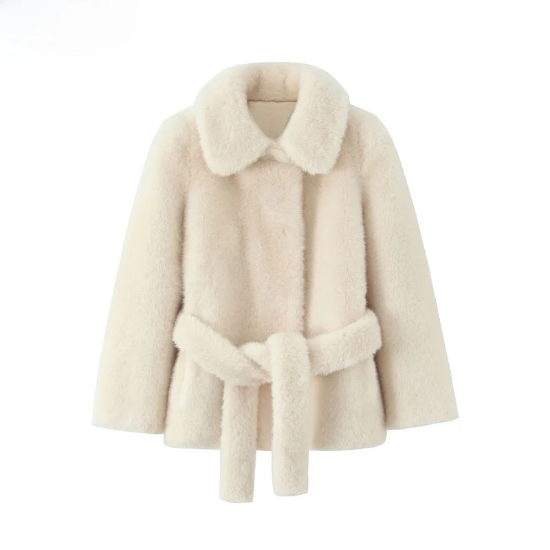 

Faionable пальто с эффектом искусственного меха, женское новое осенне-зимнее уличное пальто, длинный свек, отложной воротник, полиэфирное волокно