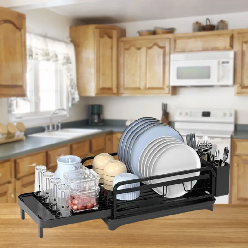 

Dish Bowl Drainer Storage Rack Kitchen Dish Drying Rack with Drain Basket Countertop Dinnerware Organizer Drainboard