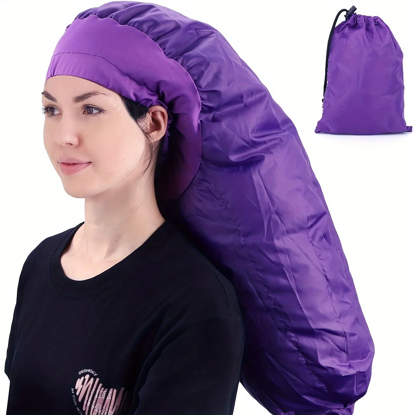قطعة واحدة من مرفق مجفف الشعر بغطاء للرأس، غطاء تكييف عميق قابل للتعديل، غطاء حراري للتجفيف مع حزام مرن للشعر المجعد