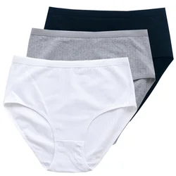 3pcs Cotton Women Panties Lady Plus Size Underwear High Waist Briefs Breathable Solid Color Female Lingerie Shorts