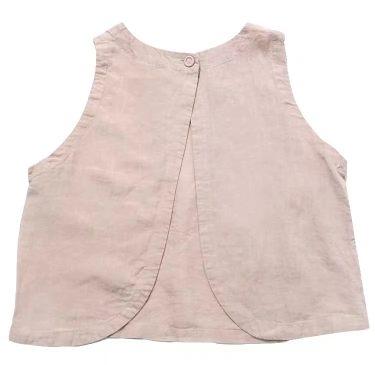 100% Linen Female Vintage Minimalist Sleeveless Loose Vest Summer Retro Chic Elegant Boho Gypsy Hippie Ibiza O-neck Top