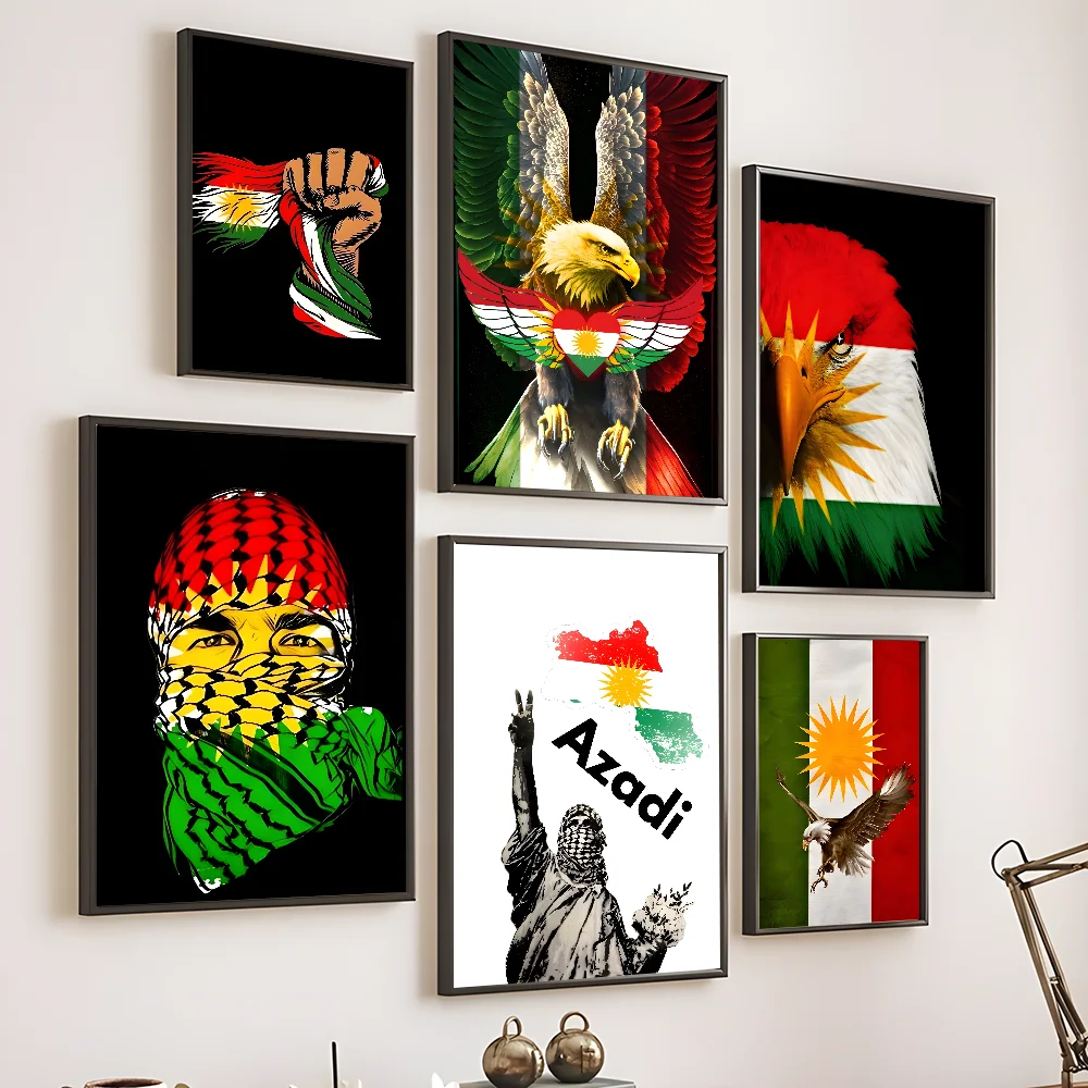 كردستان العلم الفن تصميم ملصق جدار الطباعة مقاوم للماء غرفة الاستحمام ديكور غرفة نوم المنزل هدية