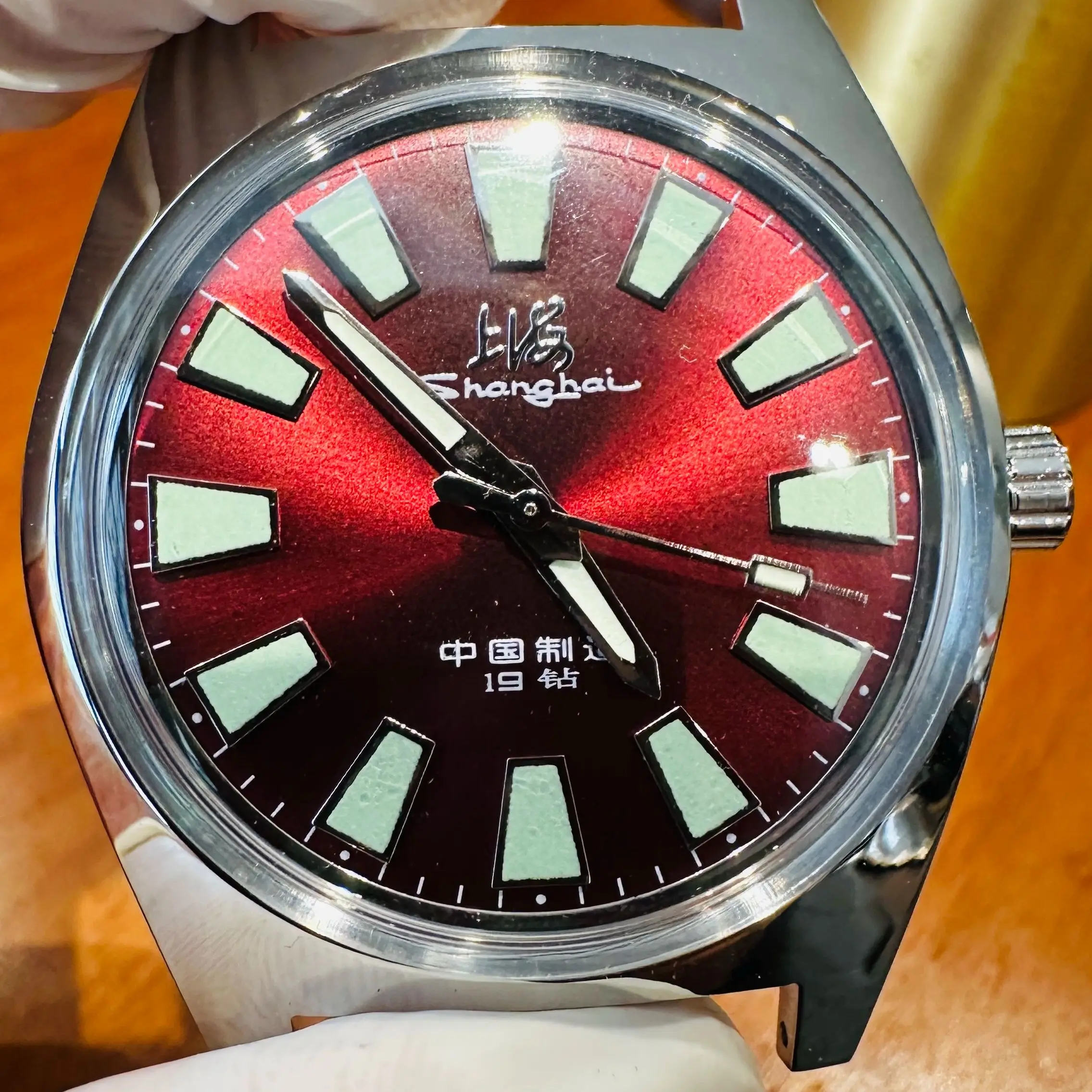 SHANGHAI Men's Manual Mechanical Watch 36mm Retro Skeleton Watch for Shanghai 8120 Manual Movement