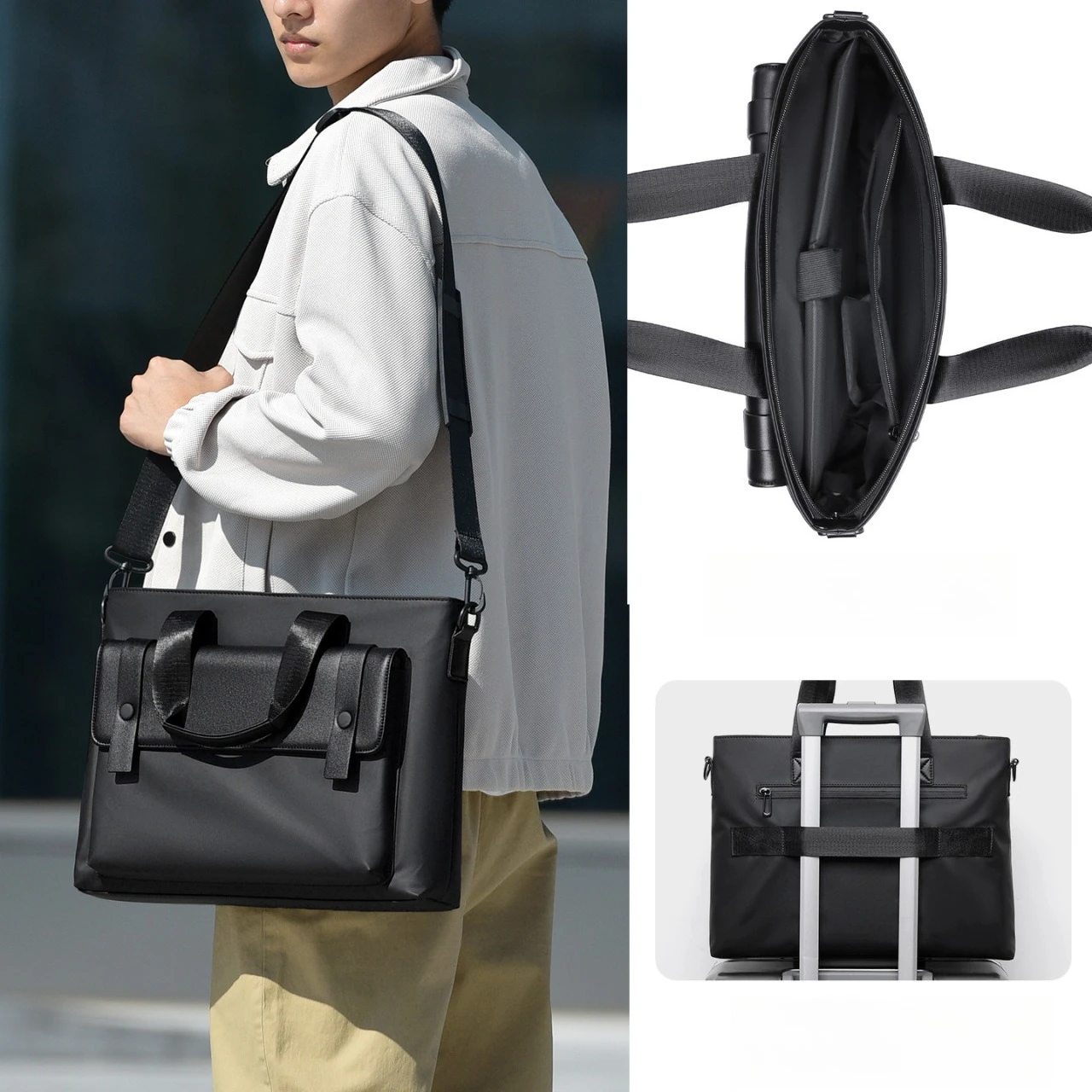 

Водонепроницаемый деловой портфель из искусственной кожи с большой вместимостью для ноутбука, дорожная сумка через плечо, сумка на одно плечо